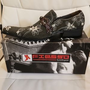 NEW/BOX FIESSO Embroidered Men’s Dress Shoes - 12